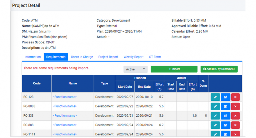 Importing requirement definitions